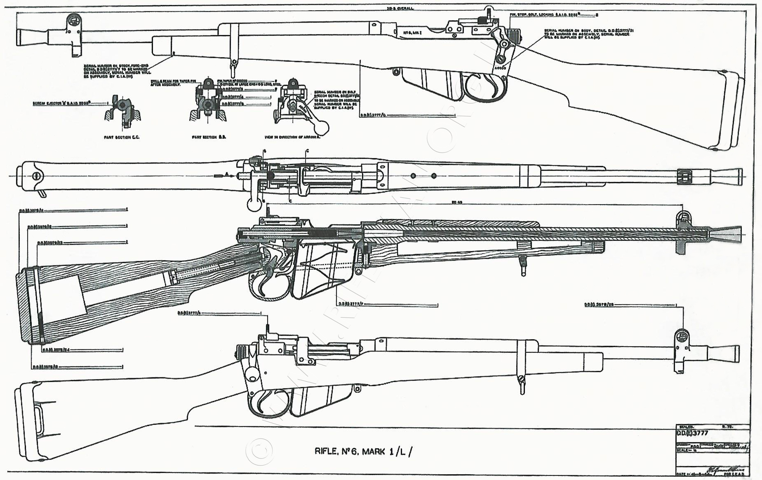 WWII 1943 Lee-Enfield Long Branch No 4 MK1 .303